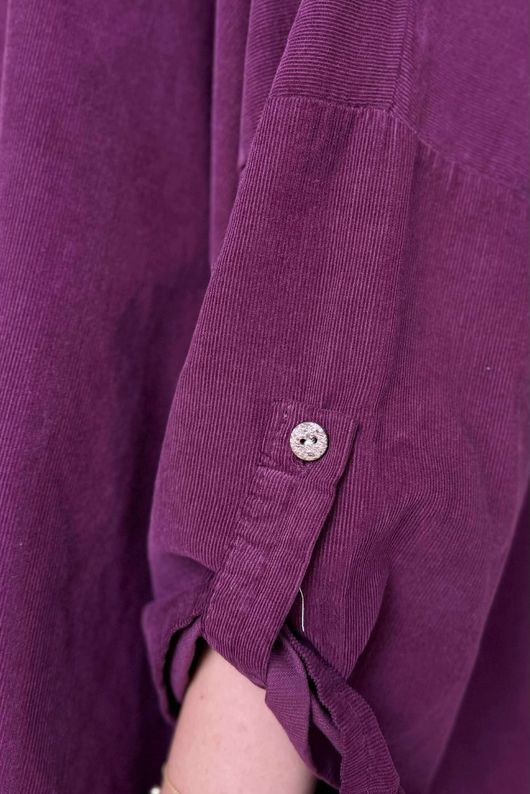 Made in Italy Cooper Needlecord Scoop Dip Back Top Beetroot